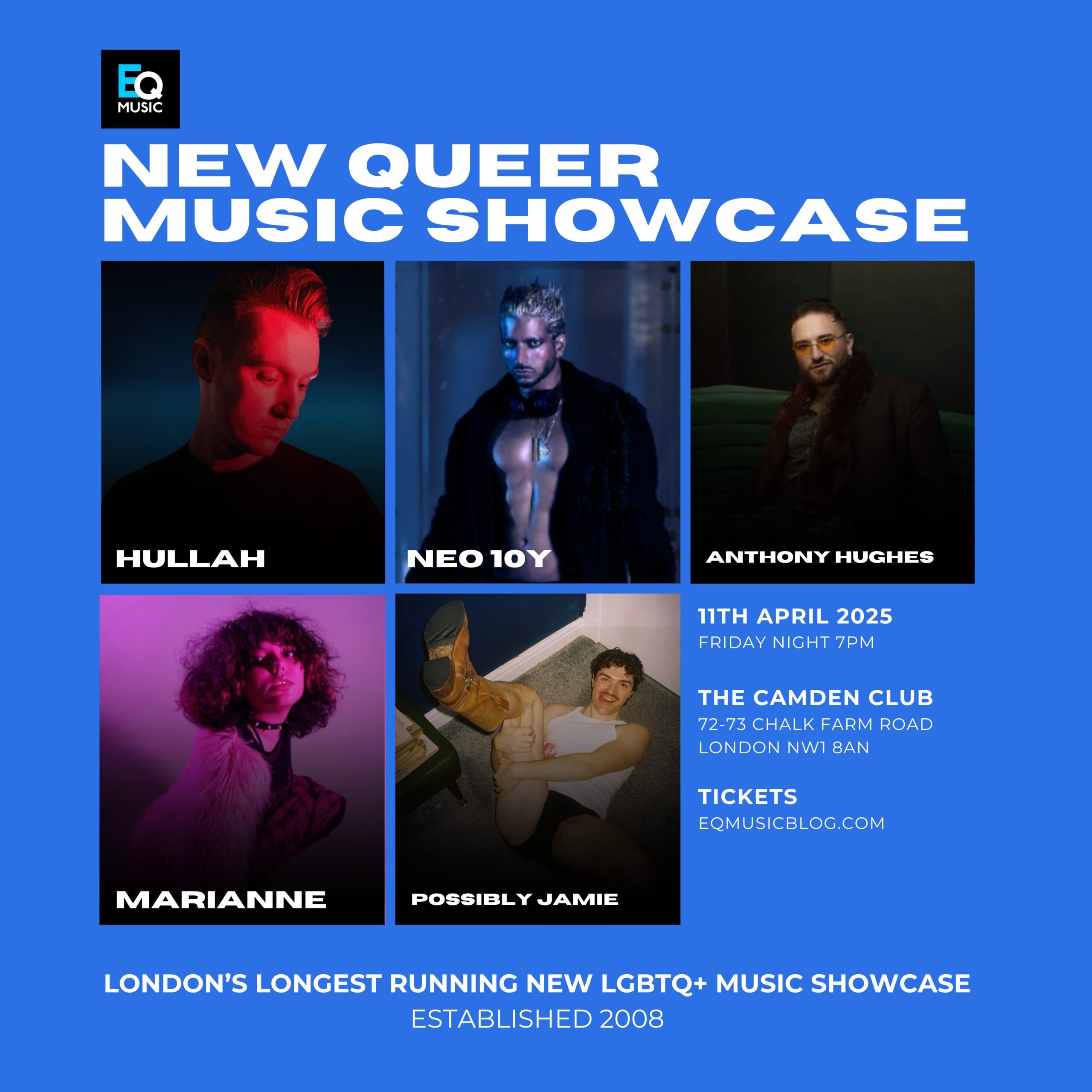 EQ Music Live: New Queer Music Showcase, 11th April 2025