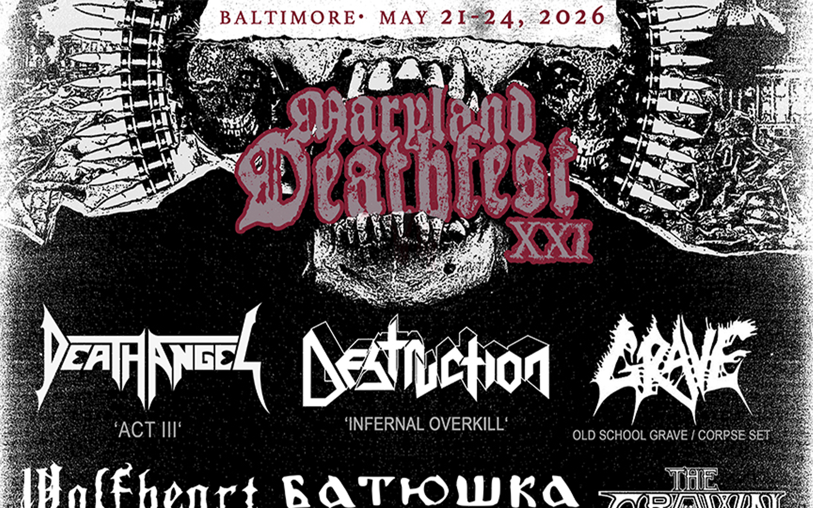GRAVE, DEATH ANGEL, DESTRUCTION & More Booked For Maryland Deathfest 2026